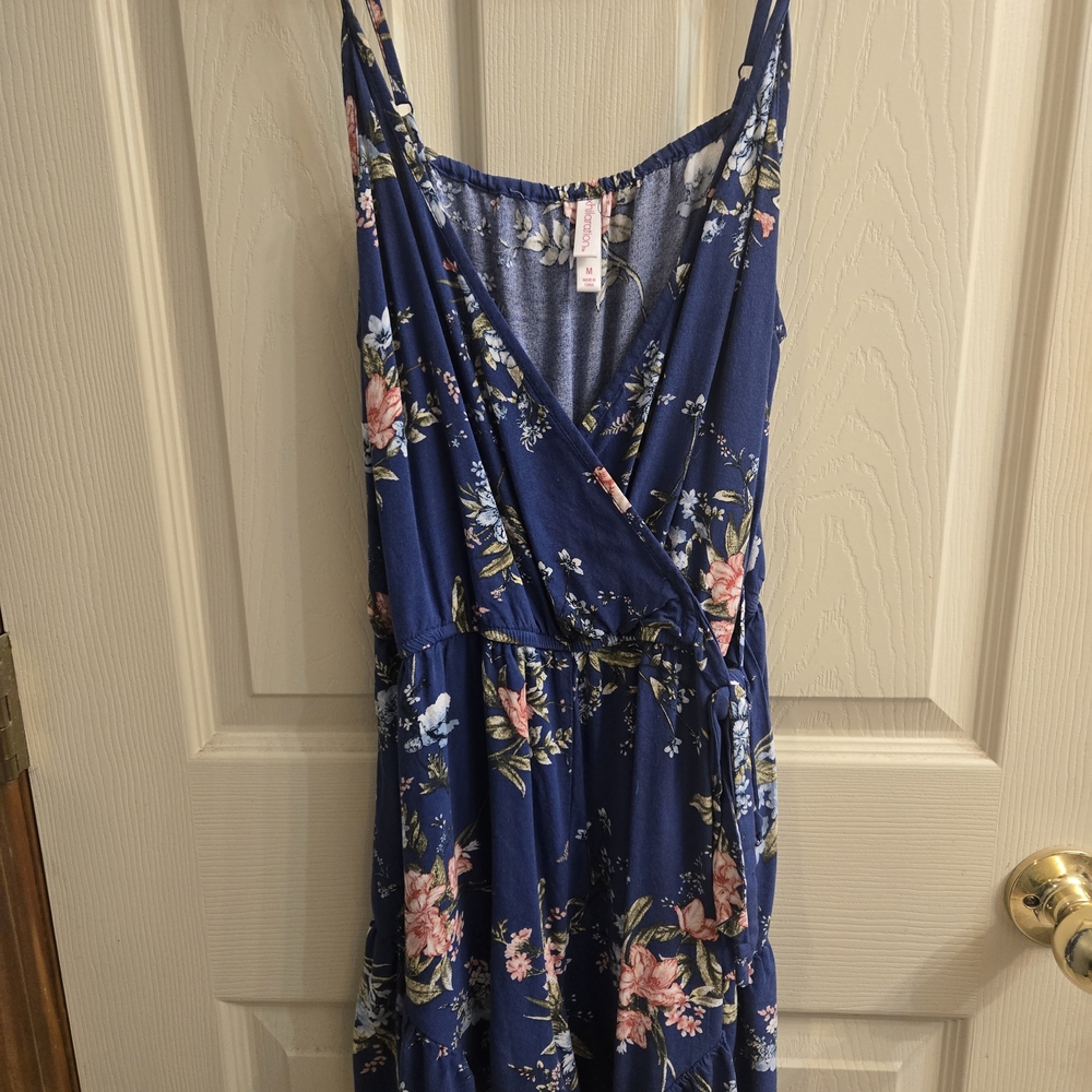 Floral Blue Sleeveless Romper